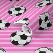 soccer balls - pink stripes