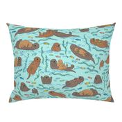 Sea otters on Aqua Sea foam - large scale