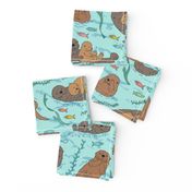 Sea otters on Aqua Sea foam - large scale