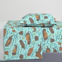 Sea otters on Aqua Sea foam - large scale