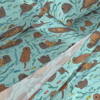 Sea otters on Aqua Sea foam - large scale