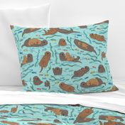 Sea otters on Aqua Sea foam - large scale