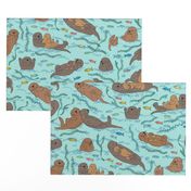 Sea otters on Aqua Sea foam - large scale