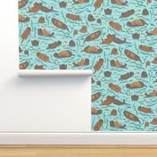 Sea otters on Aqua Sea foam - large scale