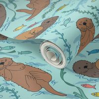 Sea otters on Aqua Sea foam - large scale