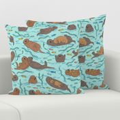 Sea otters on Aqua Sea foam - large scale