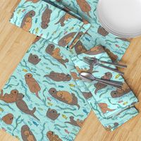 Sea otters on Aqua Sea foam - large scale