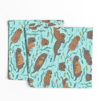 Sea otters on Aqua Sea foam - large scale