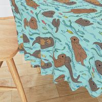 Sea otters on Aqua Sea foam - large scale