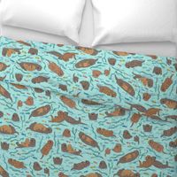 Sea otters on Aqua Sea foam - large scale