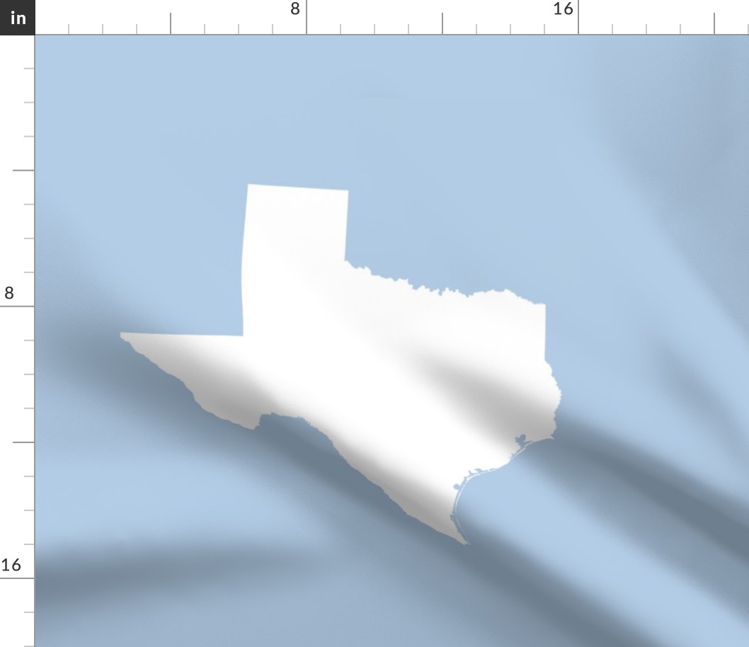 Texas silhouette - 18" white on light blue