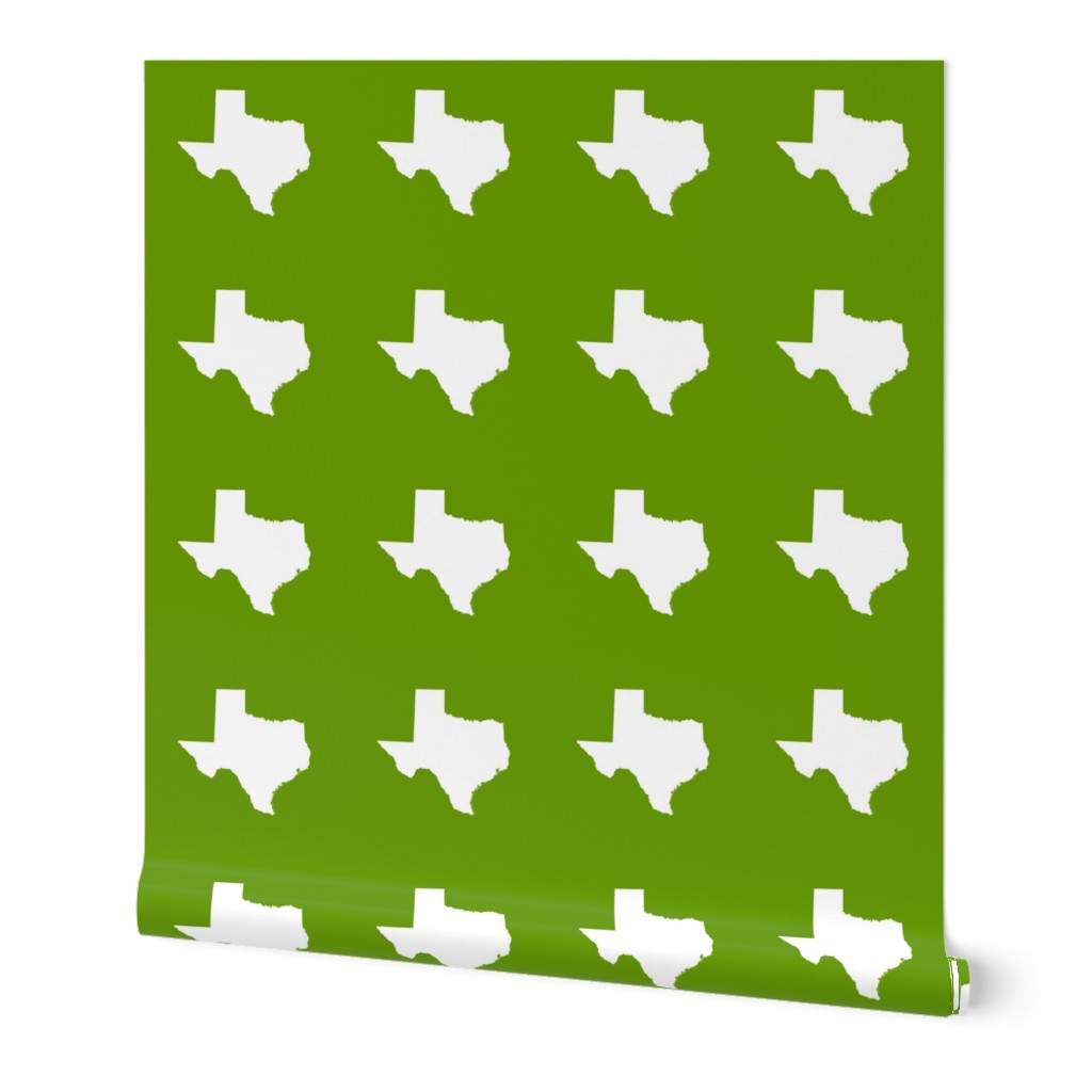 Texas silhouette - 6" white on  leaf green