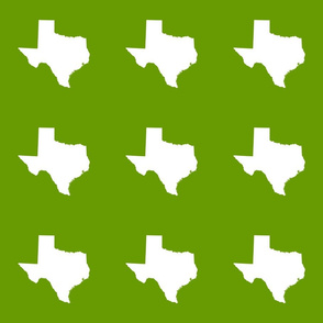 Texas silhouette - 6" white on  leaf green