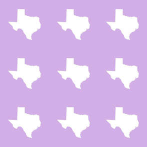 Texas silhouette - 6" white on  lilac