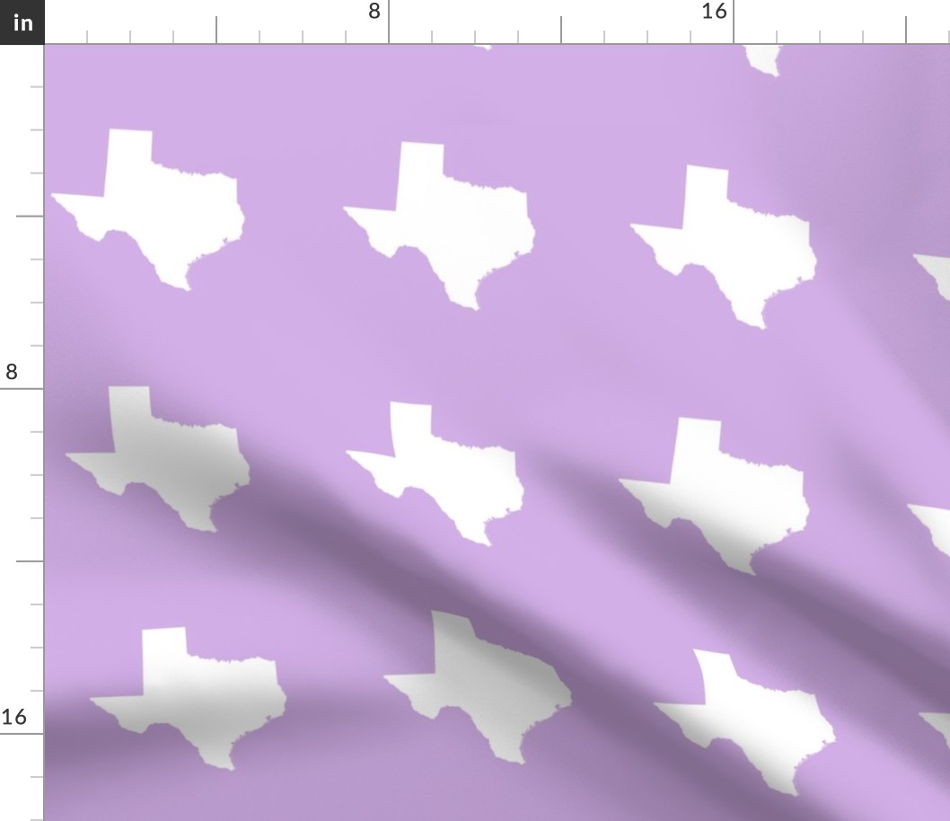 Texas silhouette - 6" white on  lilac