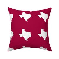 Texas silhouette - 6" white on cranberry red