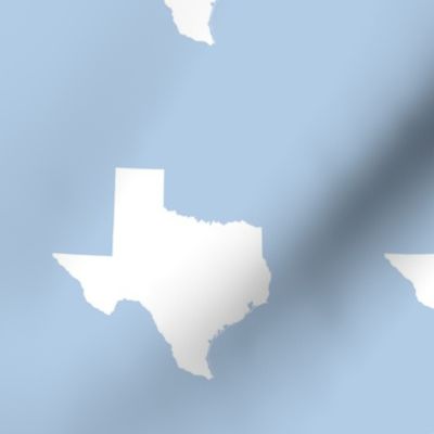 Texas silhouette - 6" white on  light blue