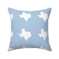 Texas silhouette - 6" white on  light blue