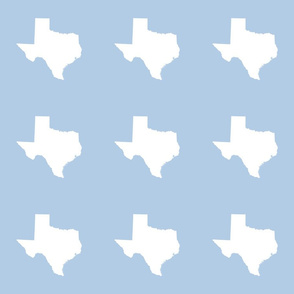 Texas silhouette - 6" white on  light blue