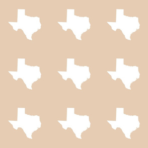 Texas silhouette - 6" white on  driftwood tan
