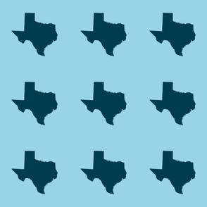 Texas silhouette - 6" navy on  light blue