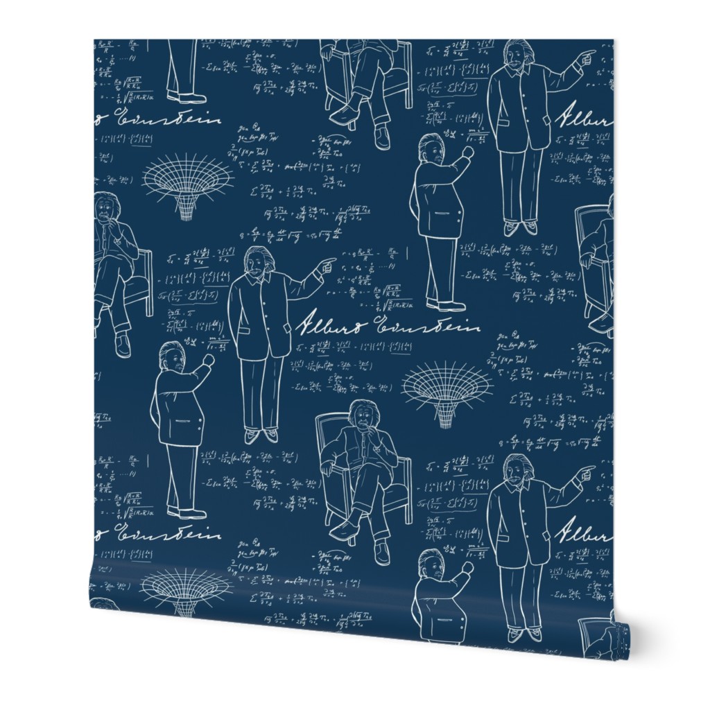 Large Scale Albert Einstein on Dark Blue