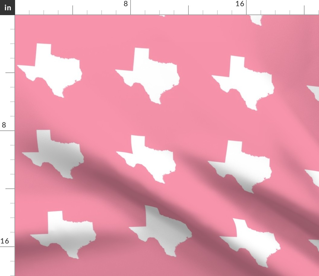 Texas silhouette - 6" white on  pink