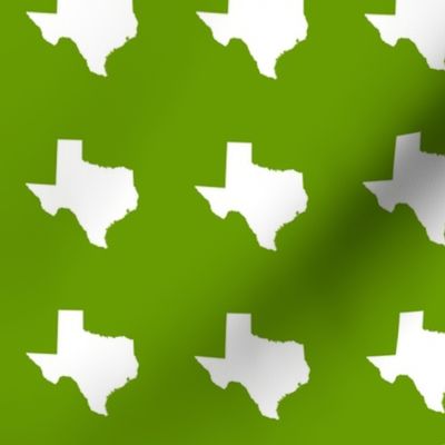 Texas silhouette - 3" white on leaf green