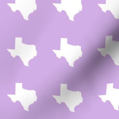 Texas silhouette - 3" white on lilac