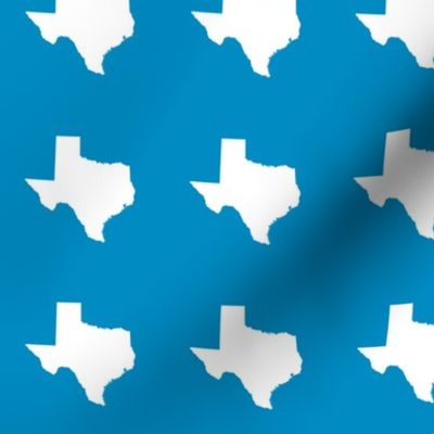 Texas silhouette - 3" white on bright blue