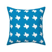 Texas silhouette - 3" white on bright blue