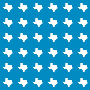 Texas silhouette - 3" white on bright blue