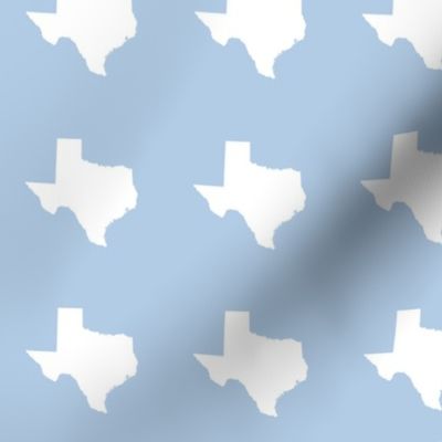 Texas silhouette - 3" white on light blue