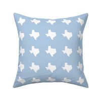 Texas silhouette - 3" white on light blue