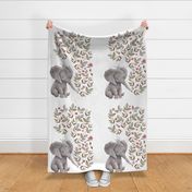 27"x36" / 2 to 1 Yard of Minky / Baby Elephant with Flowers & Crown