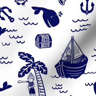 Cute Nautical Sailor Boy Solid Navy