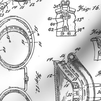 Steampunk goggle blueprint black and white