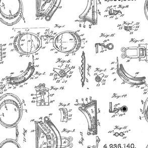 Steampunk goggle blueprint black and white