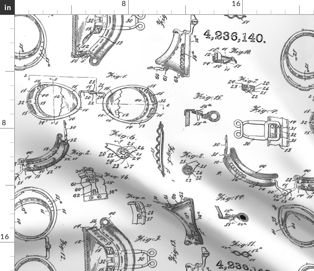 Steampunk goggle blueprint black and white