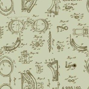 Steampunk safety Goggle blueprint khaki micro print 