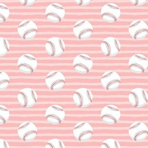 baseballs - pink stripes