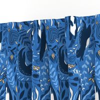 Design of fabric with cute otters. Adorable funny animals and beautiful plants.