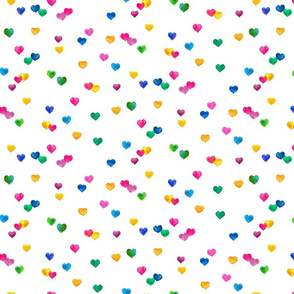 Rainbow hearts coordinate for Flamingo Love - white, small