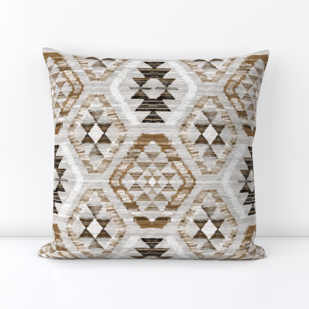 Woven Textured Kilim - neutral brown, cream, warm grey