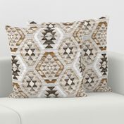 Woven Textured Kilim - neutral brown, cream, warm grey