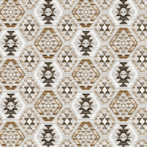 Small Scale Woven Textured Kilim - neutral brown, cream, warm grey