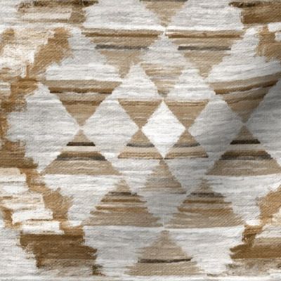 Large Scale Woven Textured Kilim - neutral brown, cream, warm grey