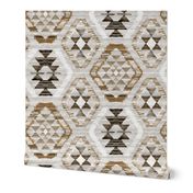 Large Scale Woven Textured Kilim - neutral brown, cream, warm grey