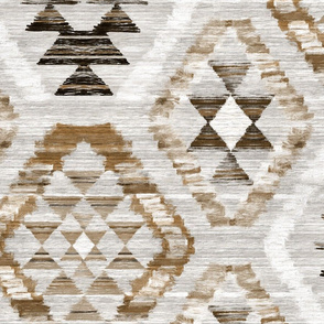 Large Scale Woven Textured Kilim - neutral brown, cream, warm grey