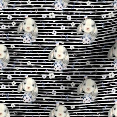 4" Lilac Bunny - Black and White Stripes
